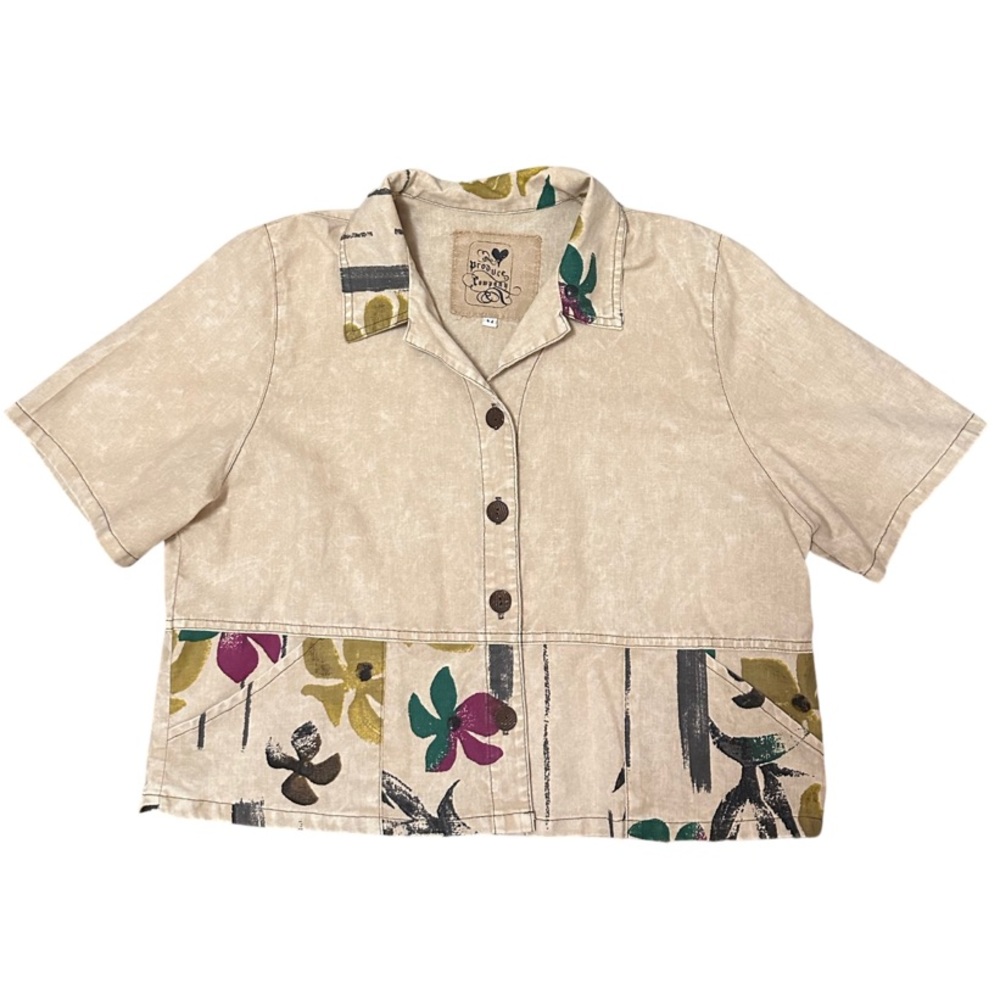 Produce company boho boxy crop top with pockets size M